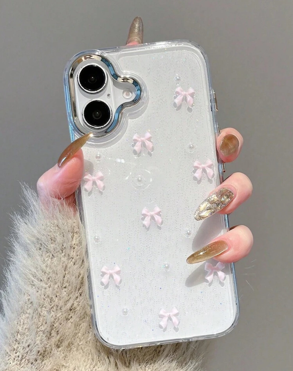 Transparent IPhone Case With Pink Bows